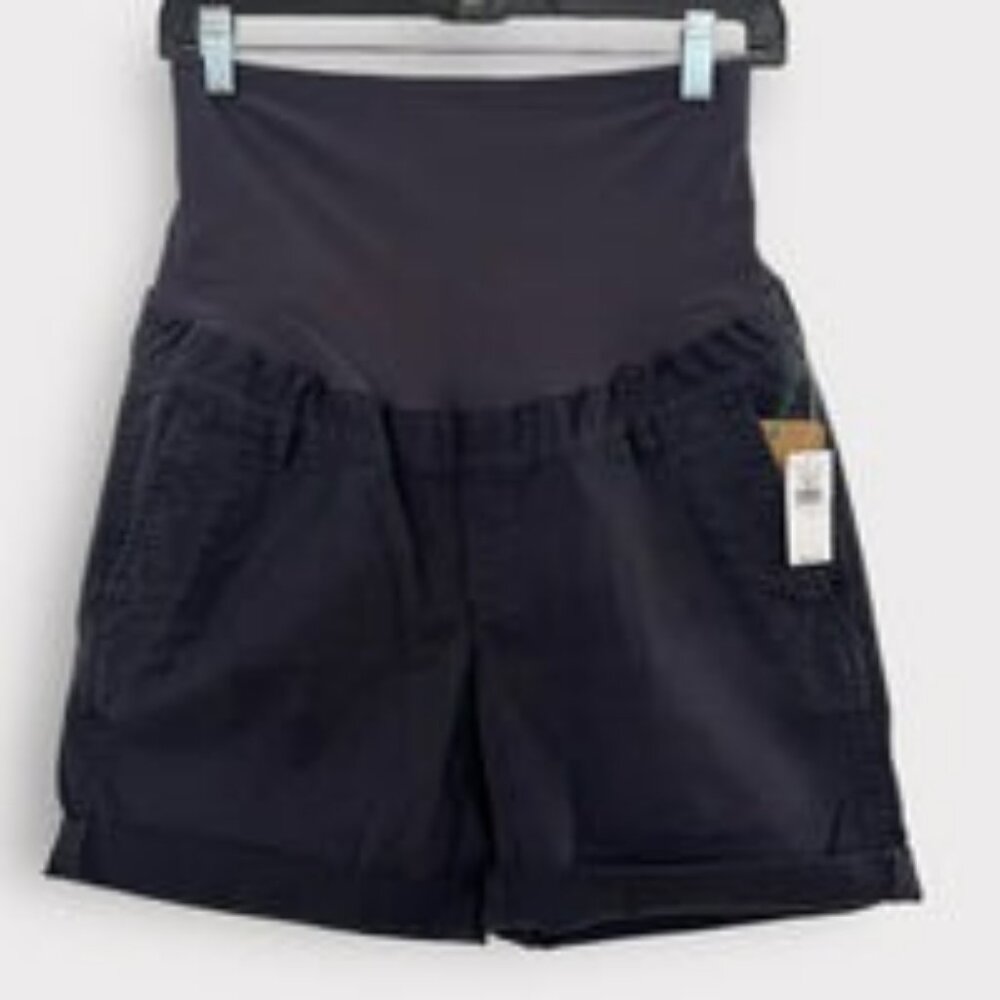 5" Navy Khaki Maternity Shorts